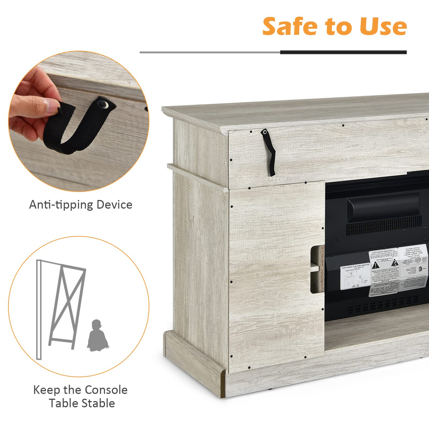 Tangkula Fireplace TV Stand for TVs Up to 65 Inch, Electric Fireplace TV Console w/Remote Control, Overheat Protection