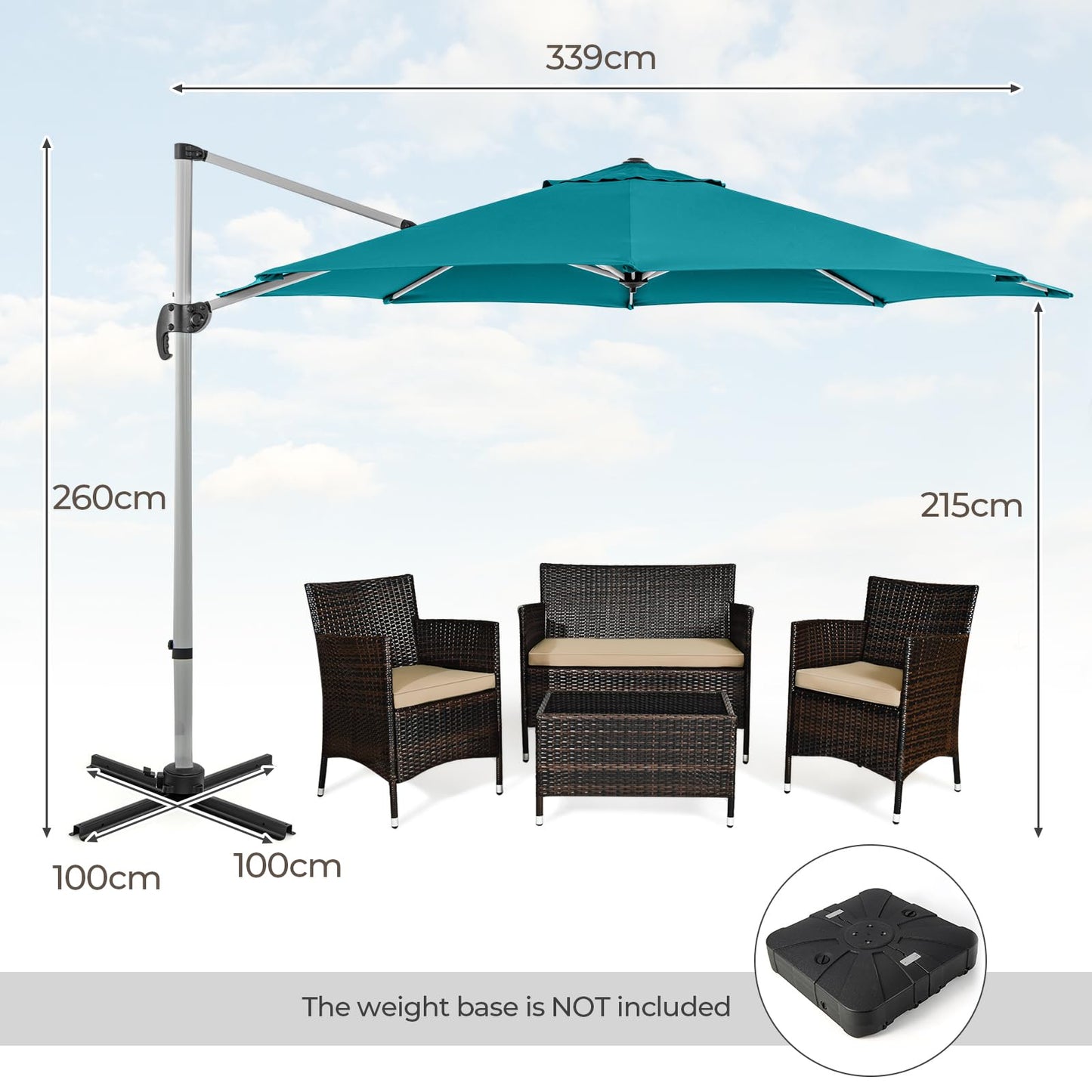 Tangkula 11 ft Round Patio Cantilever Umbrella
