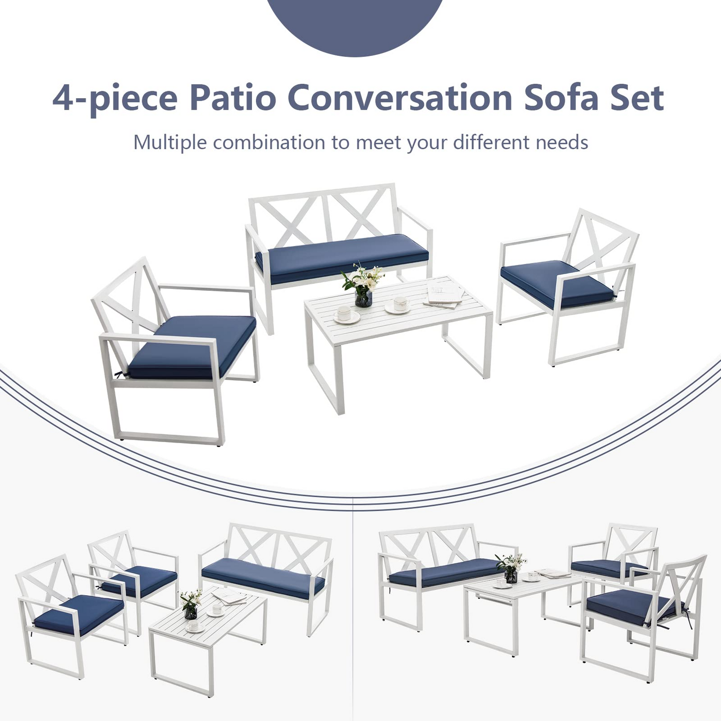 Tangkula 4 Pieces Outdoor Conversation Set