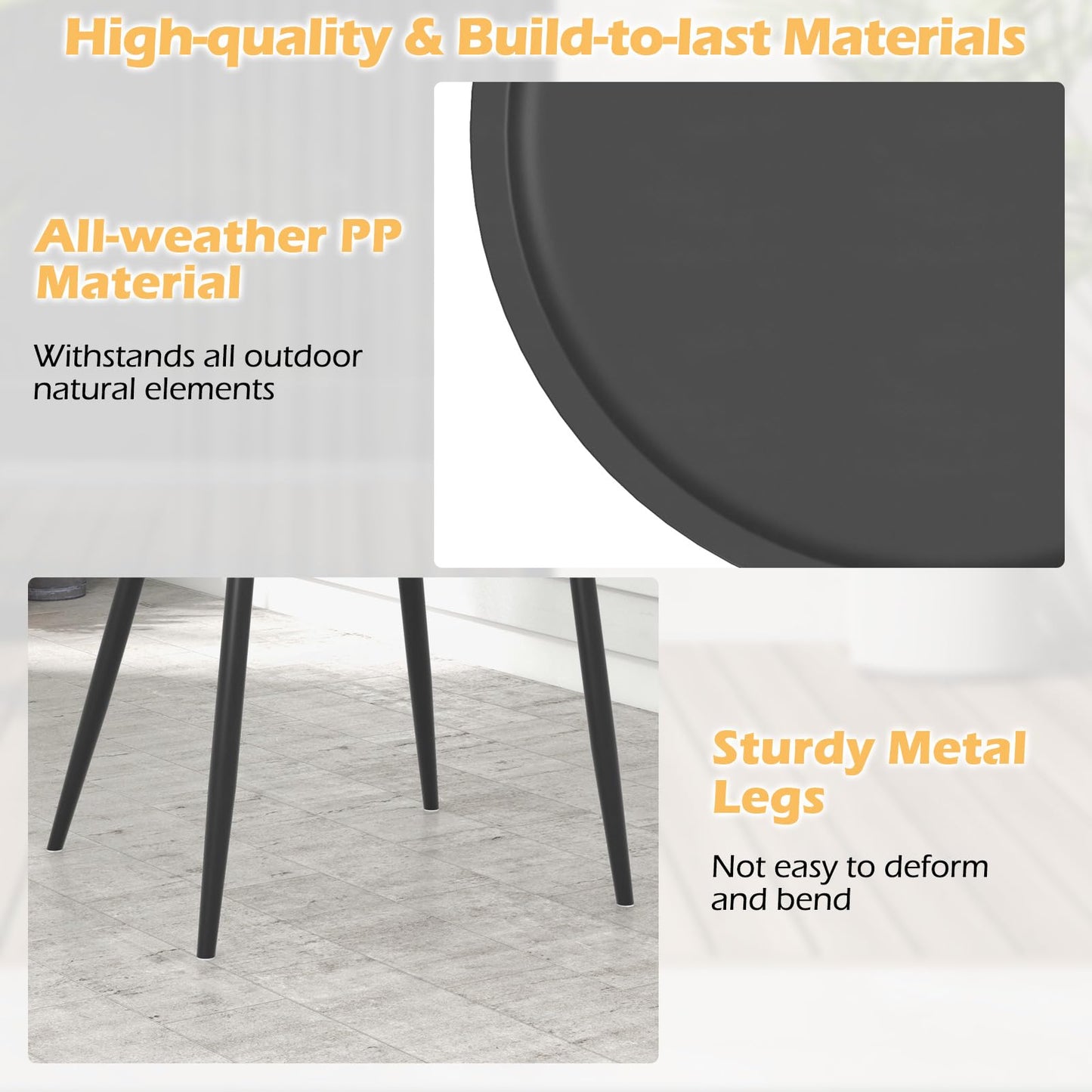 Tangkula 3 Piece Patio Bistro Set, All Weather Heavy Duty Table and Chairs Set of 2 with Widen Seats