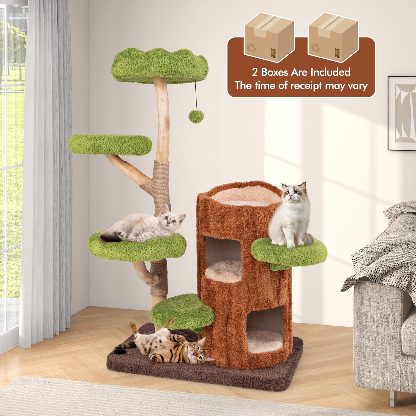 Tangkula Solid Wood Cat Tree for Indoor Cats Large Adult