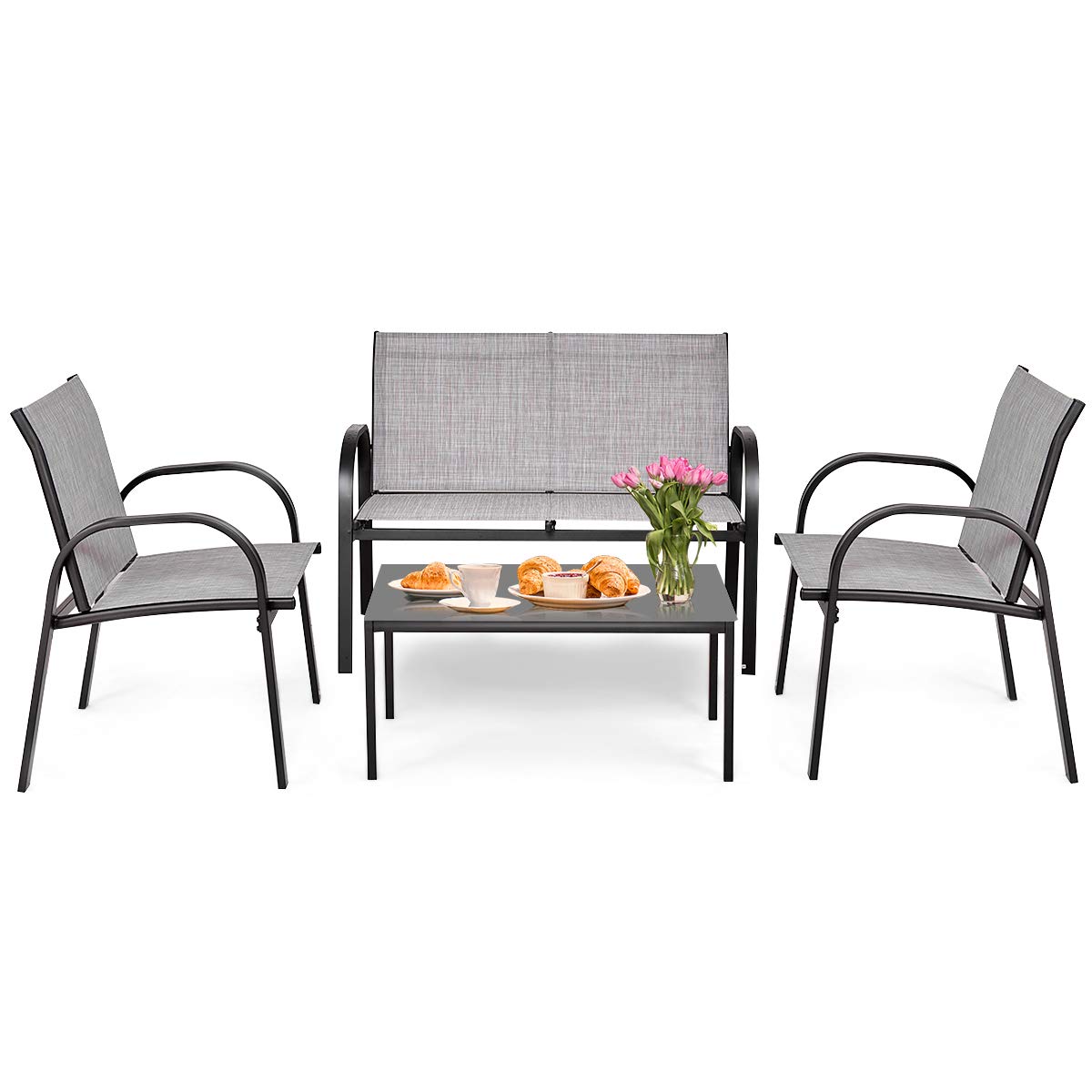 Tangkula 4 Piece Patio Furniture Outdoor Sofa