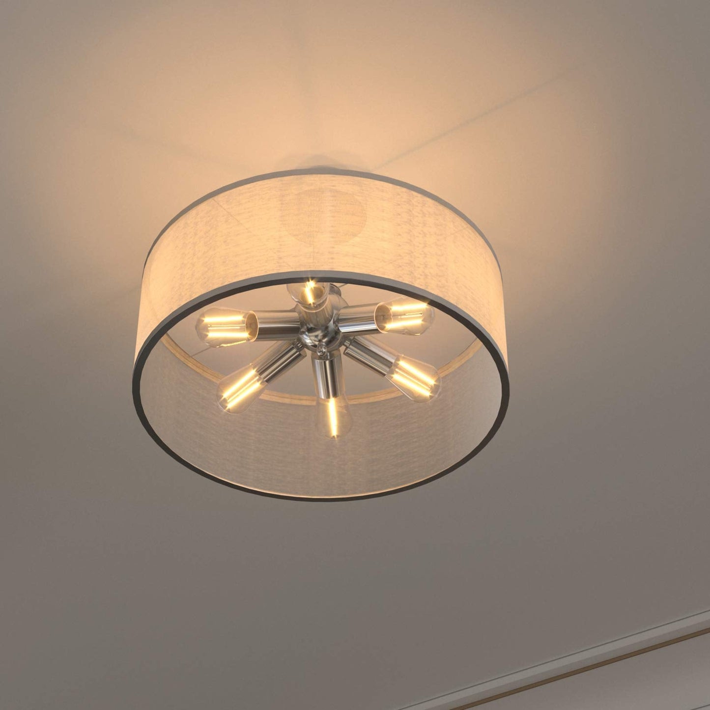 Tangkula 6 Lights Industrial Ceiling Light, Semi Flush Mount Light Fixture with Metal Hanging Kit