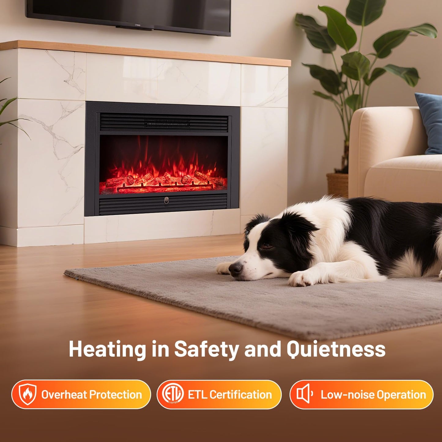 Tangkula 750W/1500W Recessed Fireplace Heater with Remote Control
