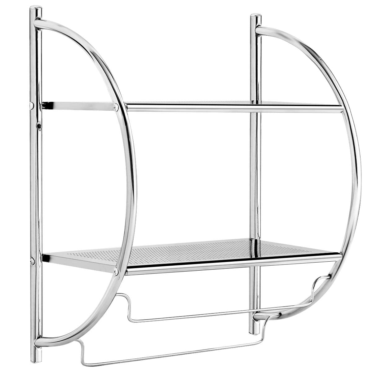 Tangkula Wall Mount 2 Tier Bathroom Shelf with Towel Bars, 18"W X 10"D X 22"H