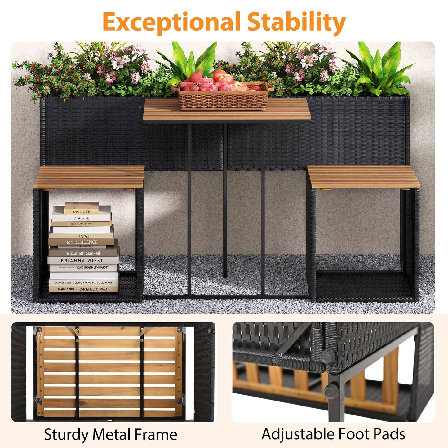 Tangkula Patio Furniture Set with Raised Garden Bed