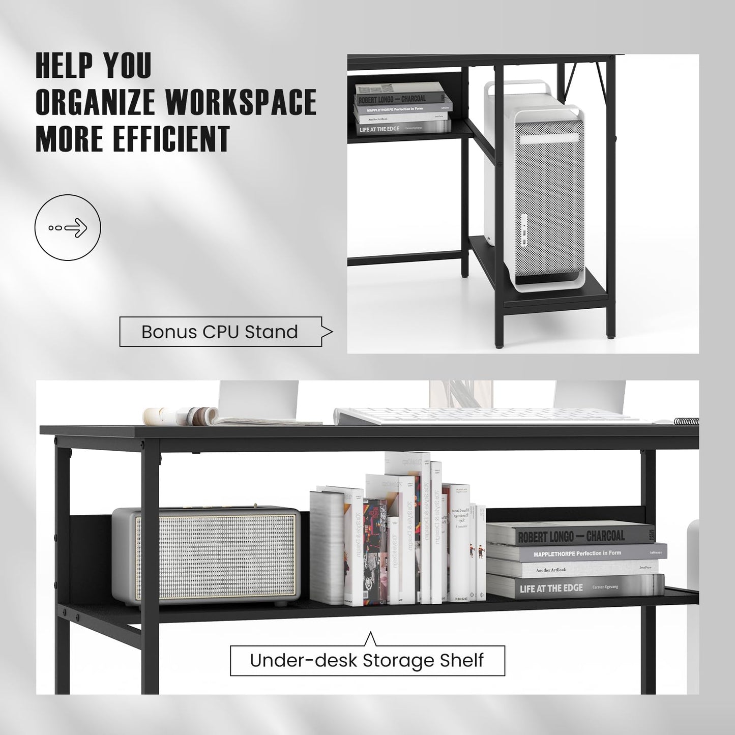 Tangkula 55 Inch Computer Desk with Power Outlet & USB Ports