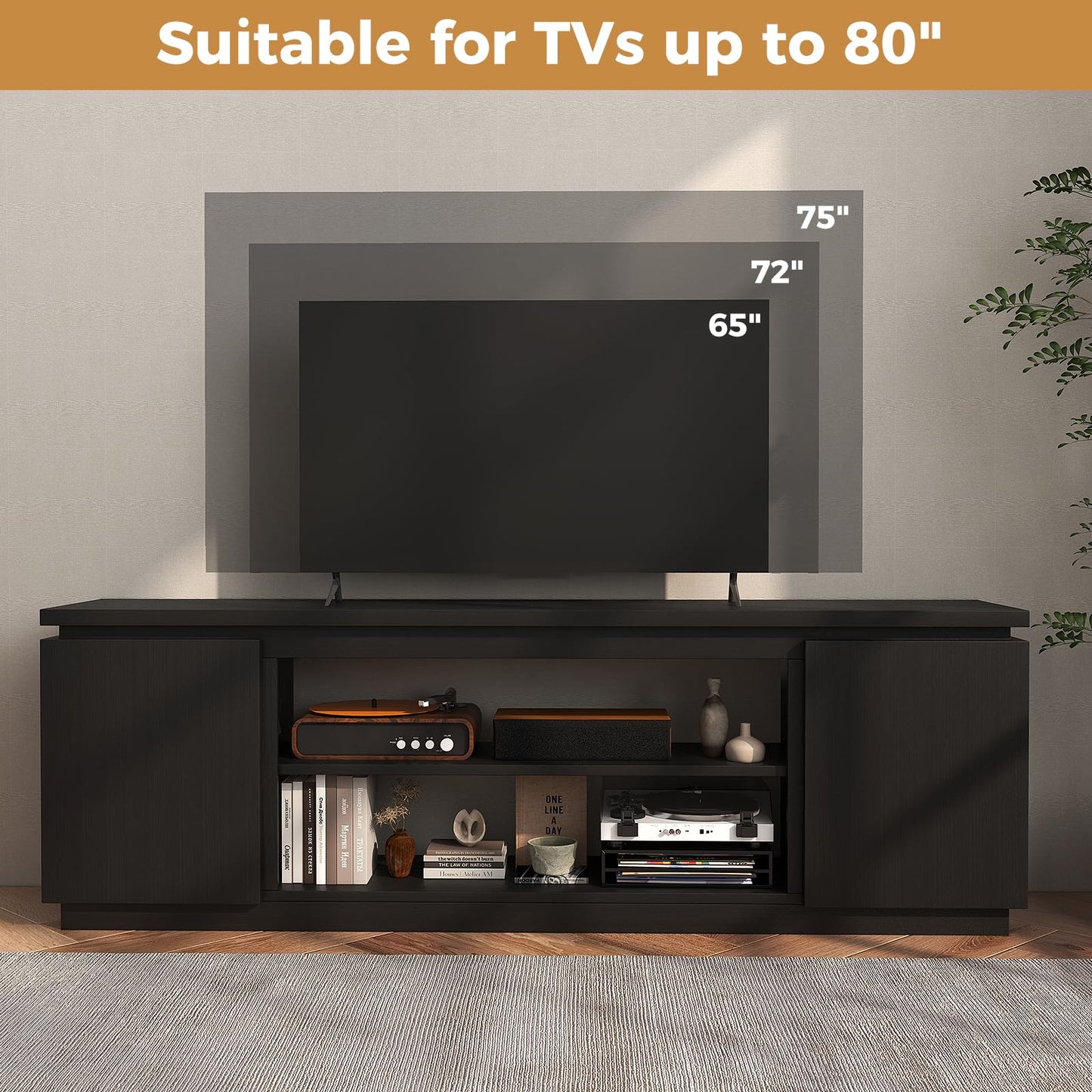 Meuble TV Tangkula pour téléviseurs de 75 à 80 pouces