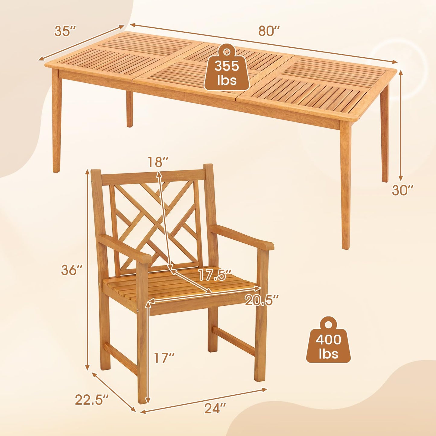 Tangkula Wood Rectangular Dining Table with 1.96” Umbrella Hole and 8 Chairs