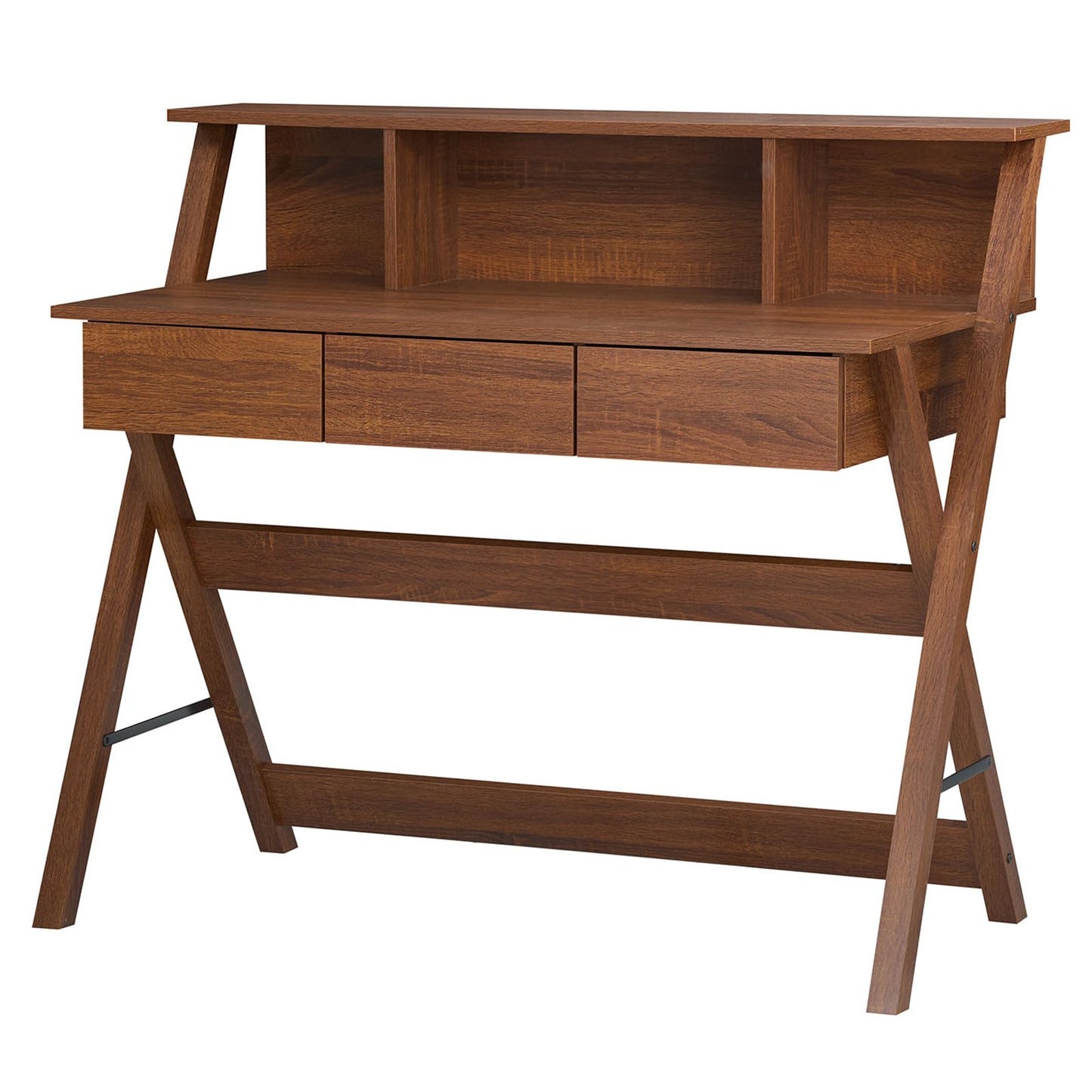Tangkula Bureau Mid-Century avec 3 Tiroirs de Rangement