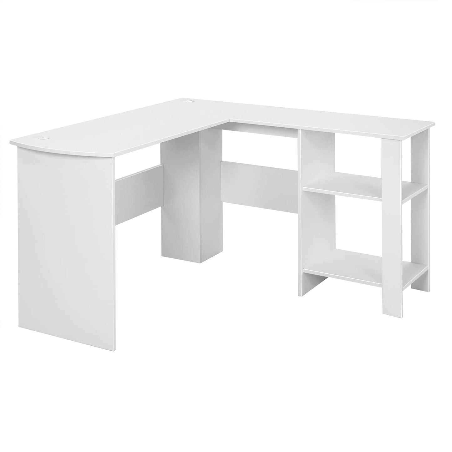 Tangkula White L Shaped Desk with Storage Shelves