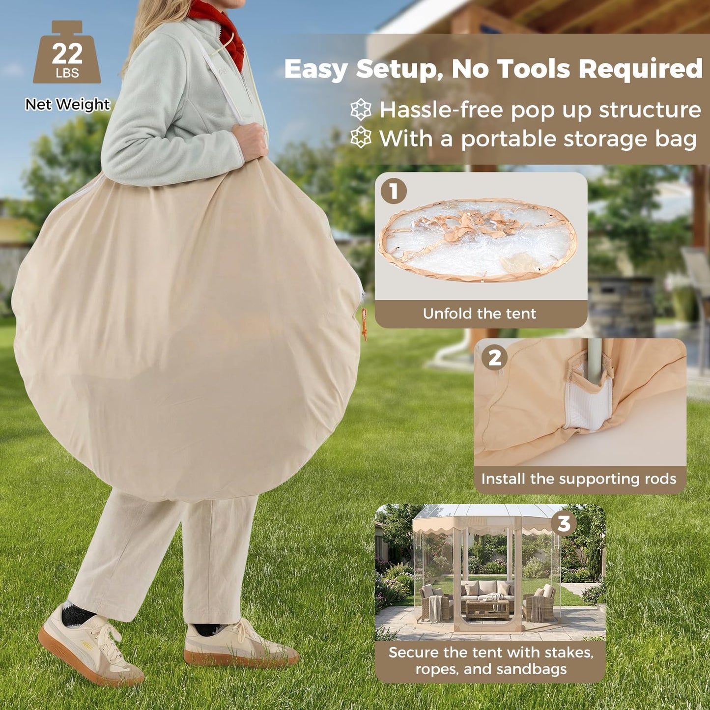 Tangkula 10x10 Ft Oversize Weatherproof Clear Outdoor Dome Tent for 8-10 People with 2 Roll-Up Doors