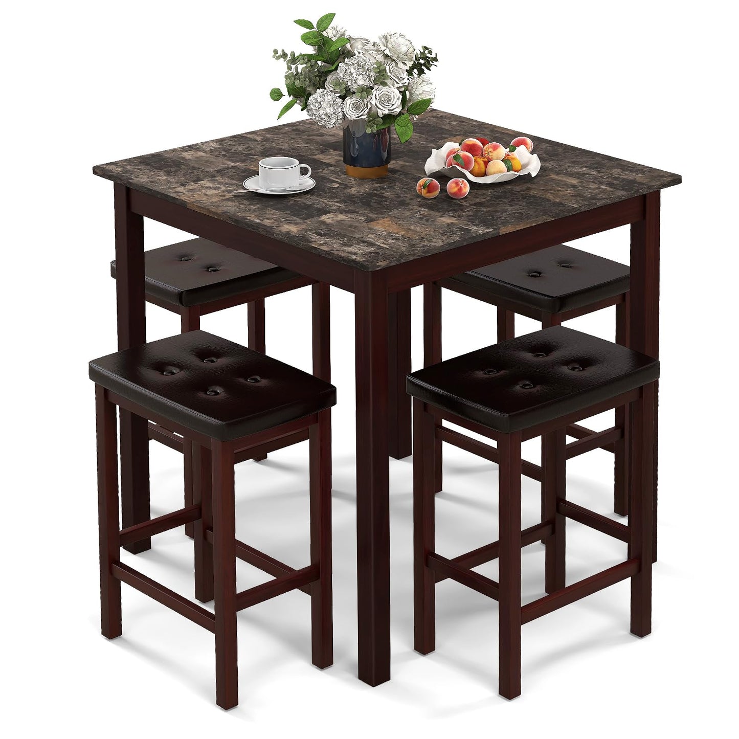 Tangkula 5-Piece Counter-Height Bar Table Set