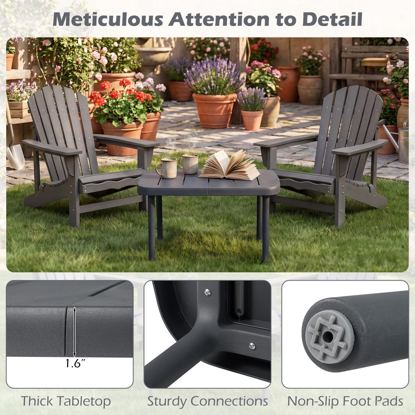 Tangkula Outdoor Coffee Table with Aluminum Alloy Rods