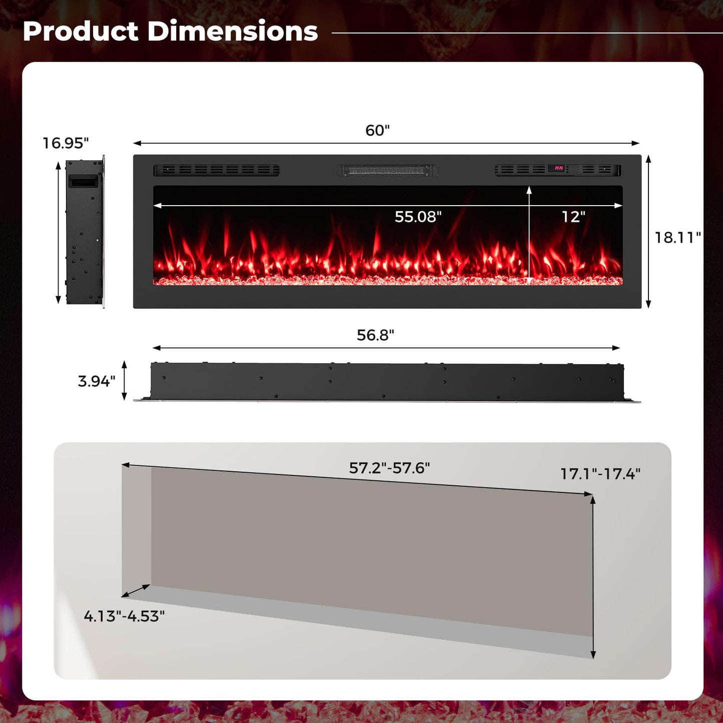 Tangkula 60" Wi-Fi Enabled Electric Fireplace