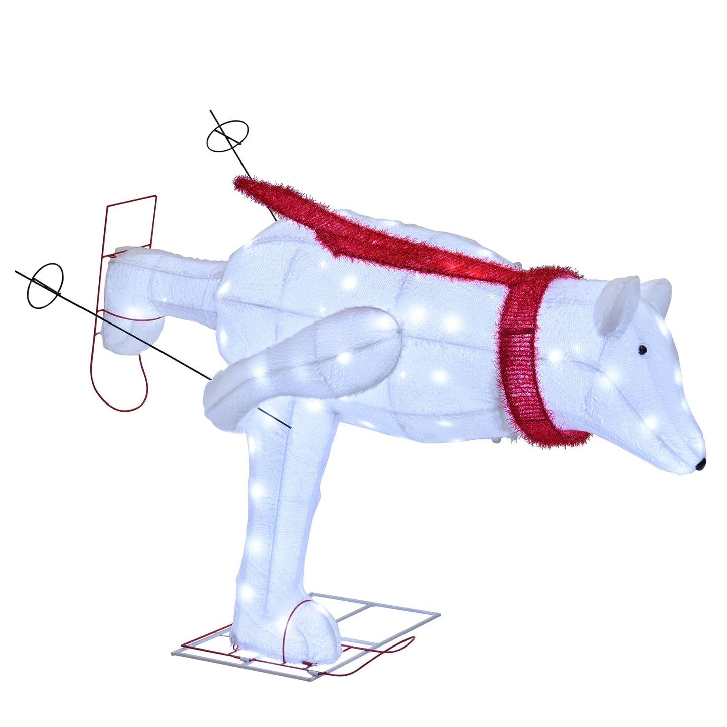 Tangkula 4.5 ft Christmas Skiing Polar Bear, Pre-Lit Xmas Bear Ornament w/ 80 LED Lights