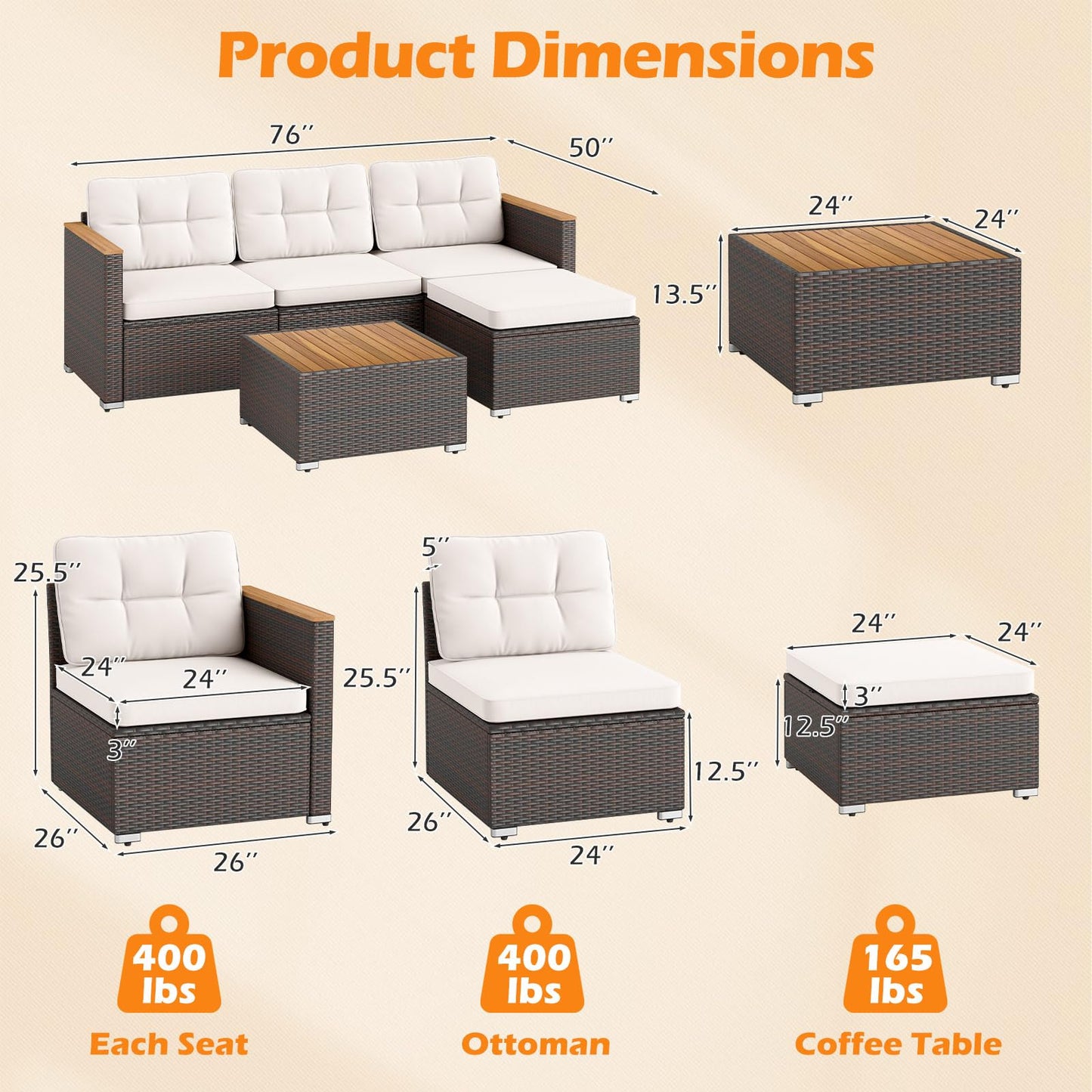 Tangkula 5 Piece Outdoor Patio Furniture Set