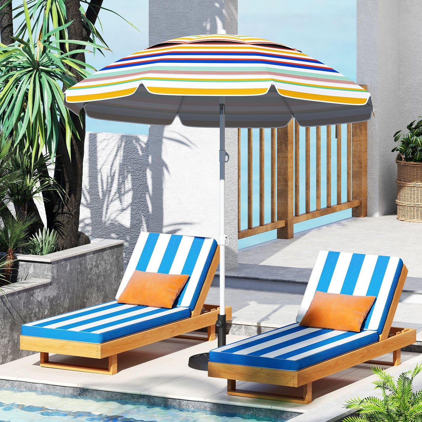 Tangkula 6.5 FT Beach Umbrella for Sand with Tilt Adjustment