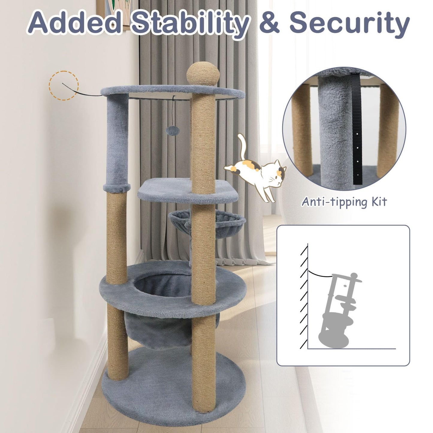 Tangkula 47 Inch Cat Tree for Indoor Cats | Cat Climbing Furniture Activity Center