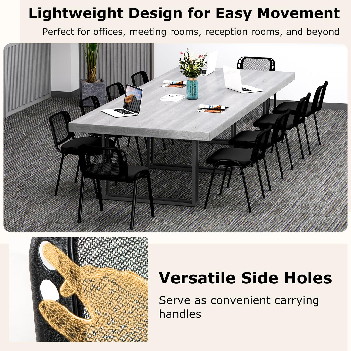 Tangkula Set of 5/10/15 Conference Chairs with Upholstered Seat
