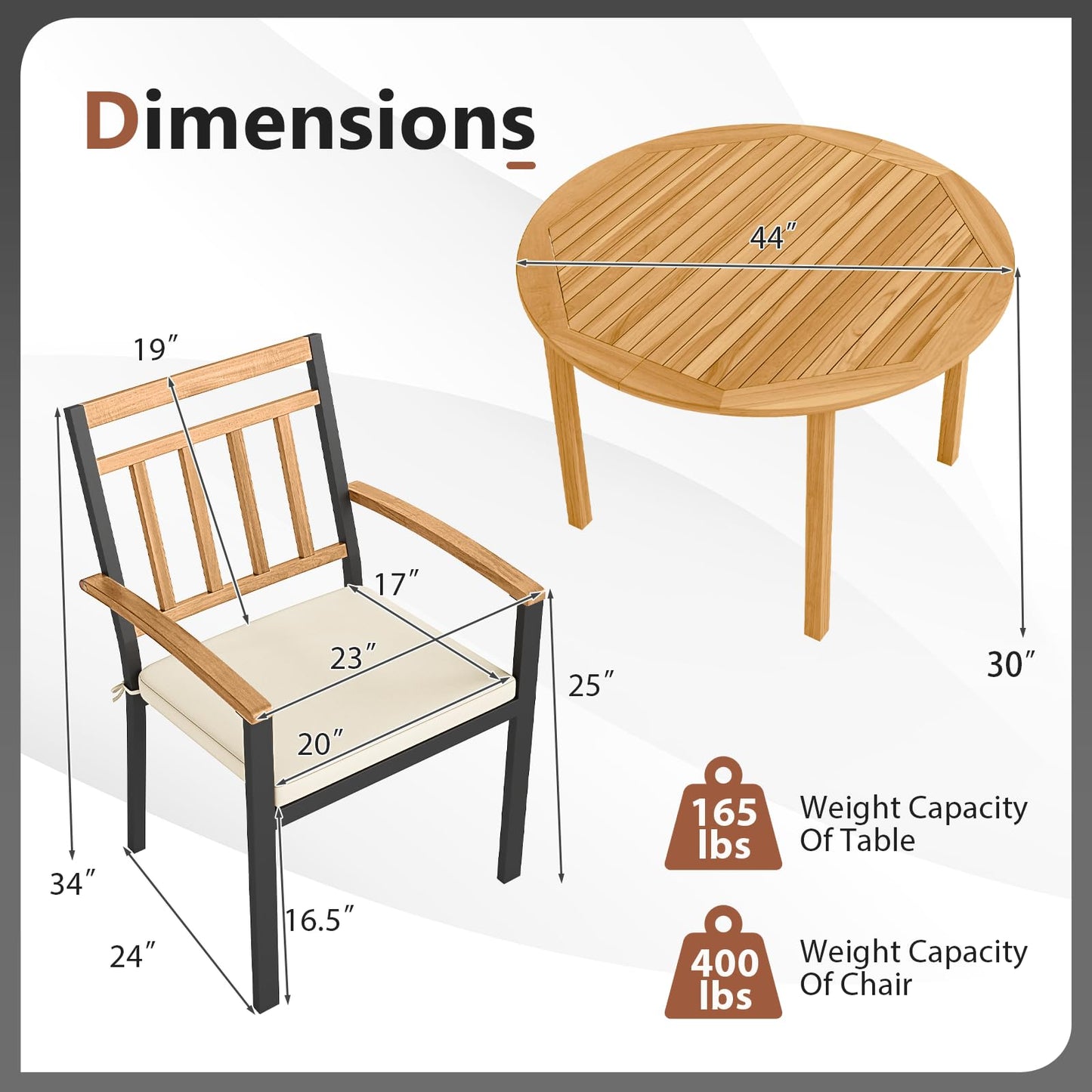 Tangkula 5 Pieces Outdoor Wood Dining Set