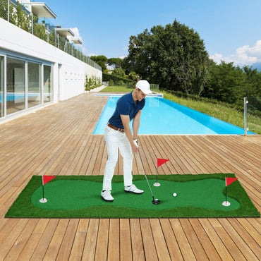 Tangkula 10 FT Golf Putting Green, Large Professional Golf Training Mat with Realistic Artificial Grass Turf
