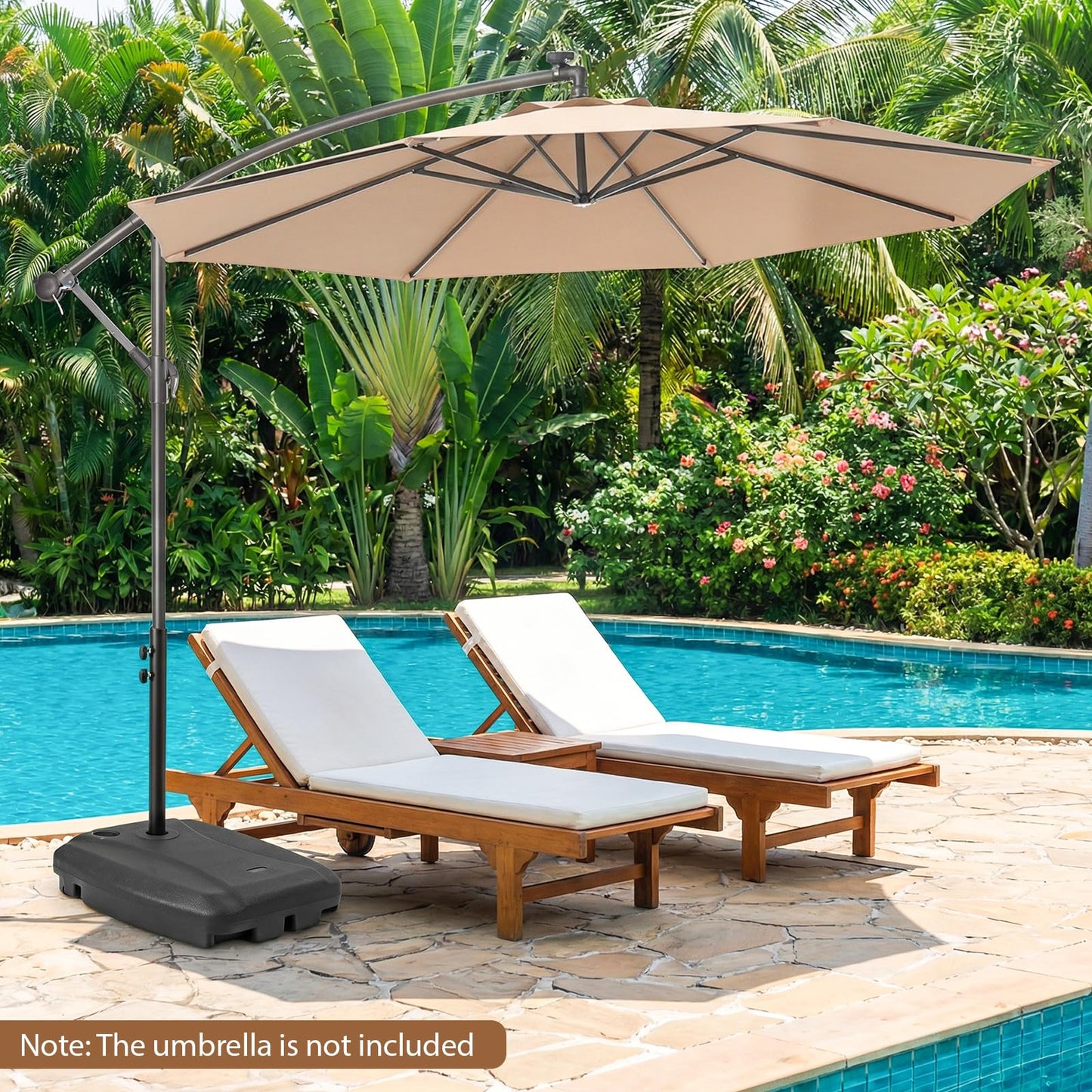 Tangkula Cantilever 220 Lbs HDPE Offset Umbrella Stand with Crossbar