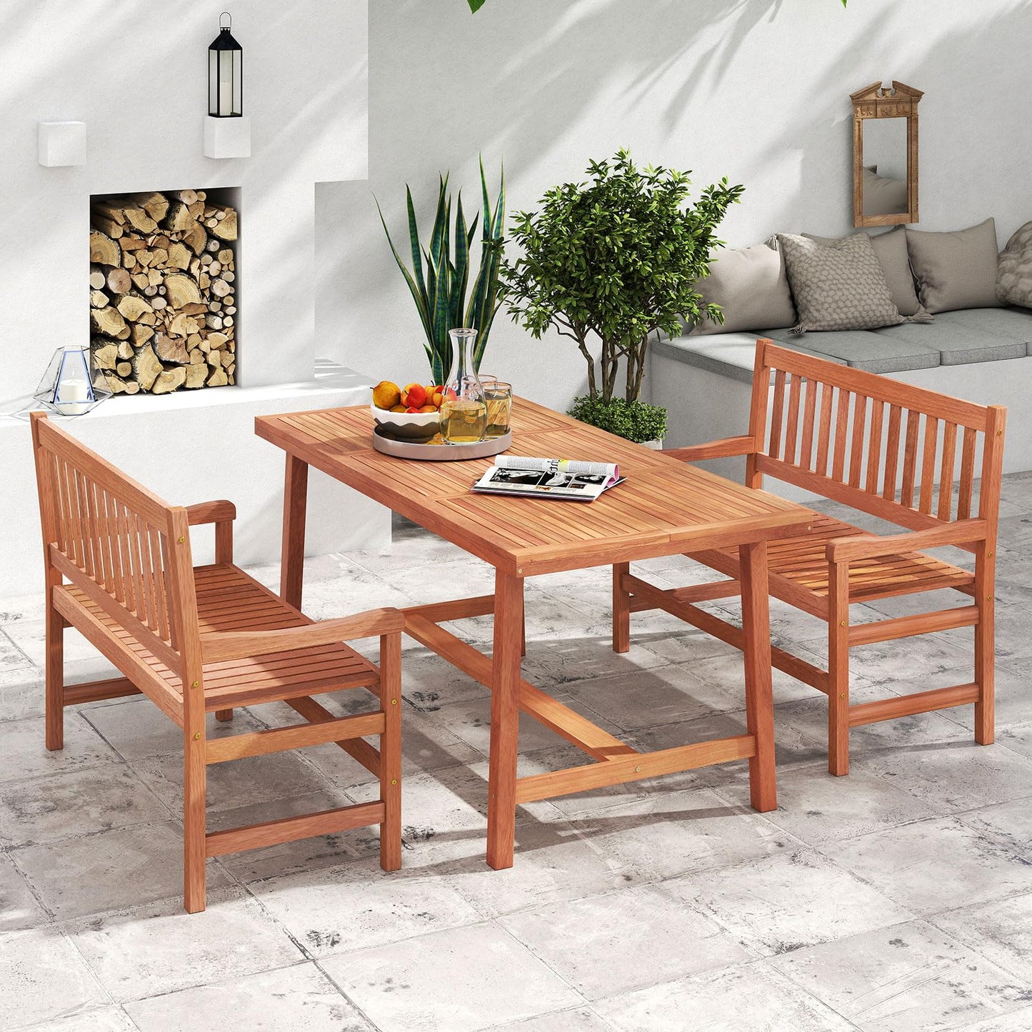 Tangkula 44 Inch Wood Outdoor Garden Bench