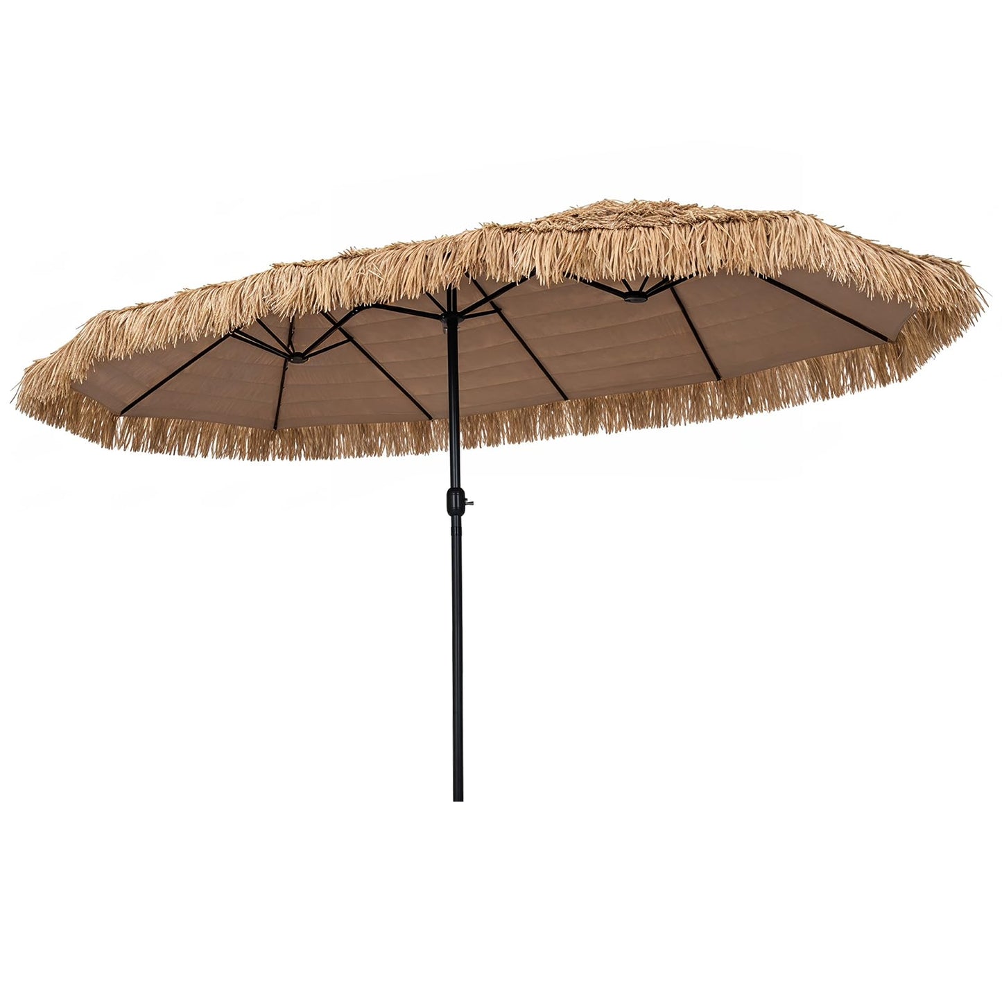 Tangkula 15 FT Tiki Patio Umbrella | Thatched PE Grass