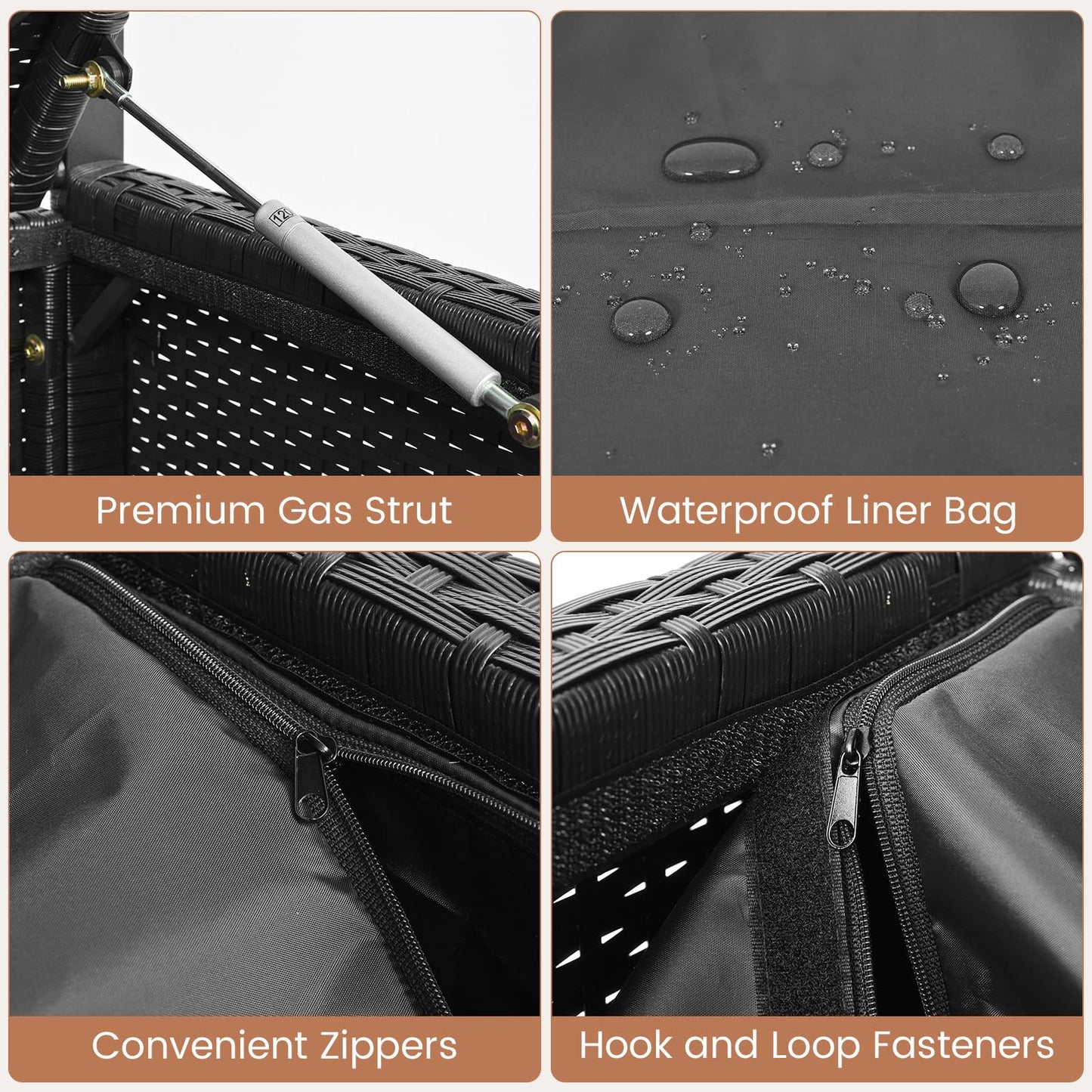 Tangkula 46 Gallon Outdoor PE Rattan Storage Bench with Cushion