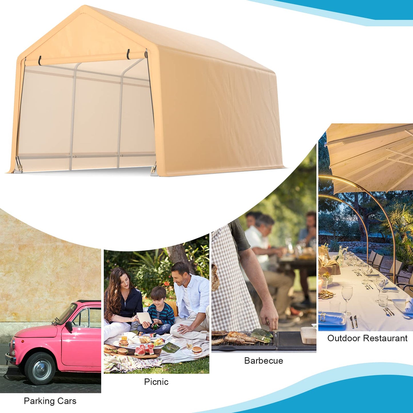 Tangkula 9x17 Ft Heavy Duty Carport with Reinforced Triangular Beams