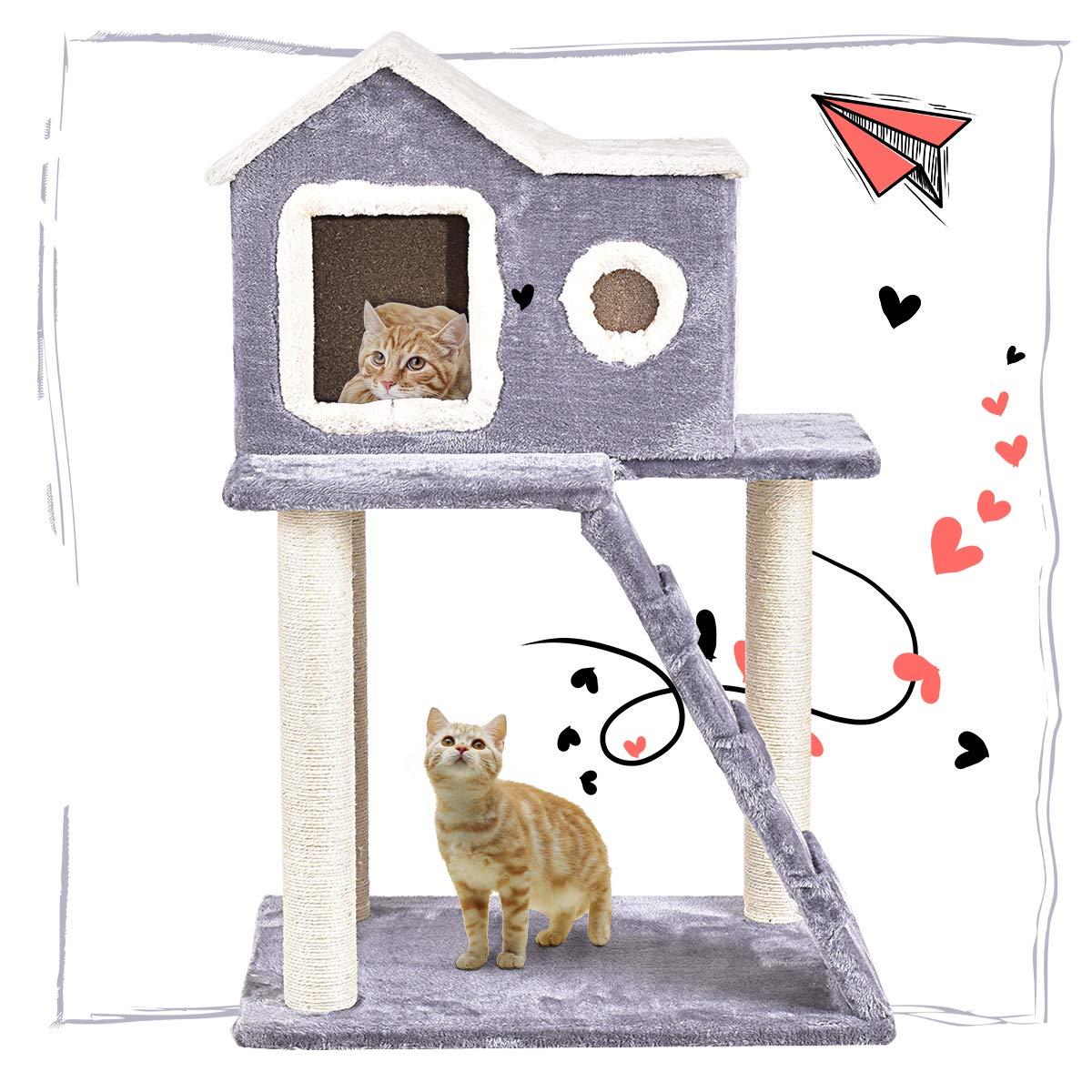Tangkula Cat Tree with Scratching Posts and Ladder for Kittens