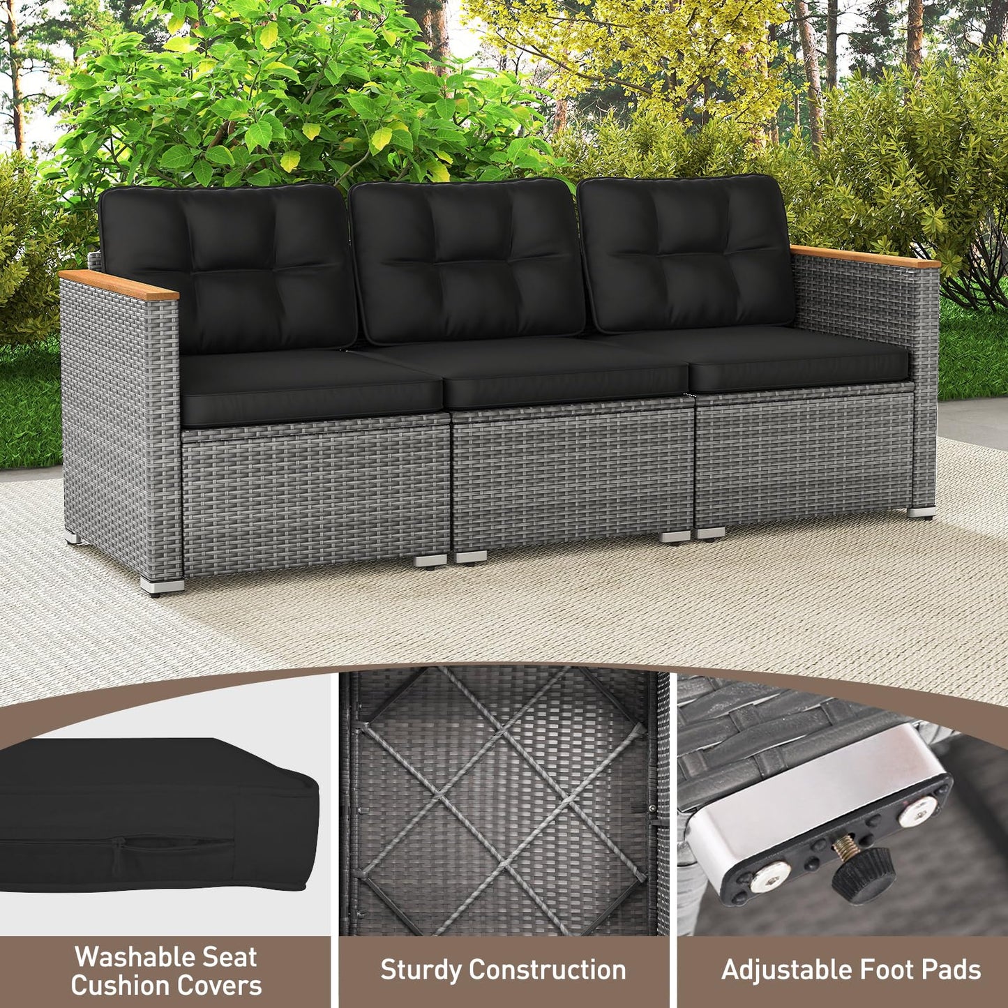Tangkula 3-Seat Patio Couch Sofa