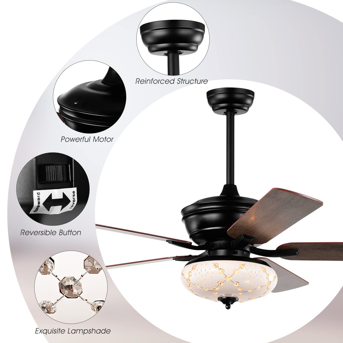 Tangkula 52-Inch Ceiling Fan with Remote Control