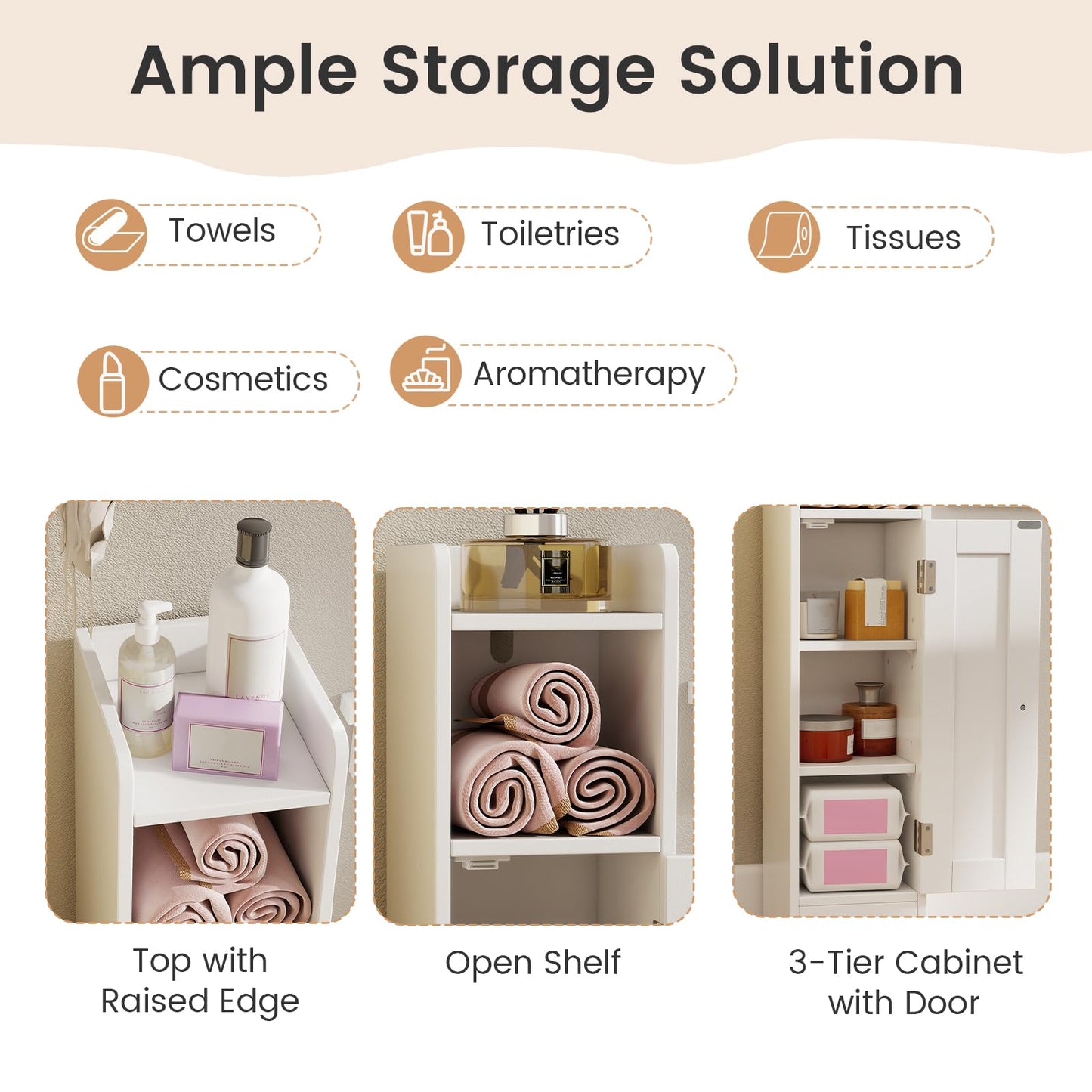 Tangkula Bathroom Storage Cabinet with Door for Small Spaces