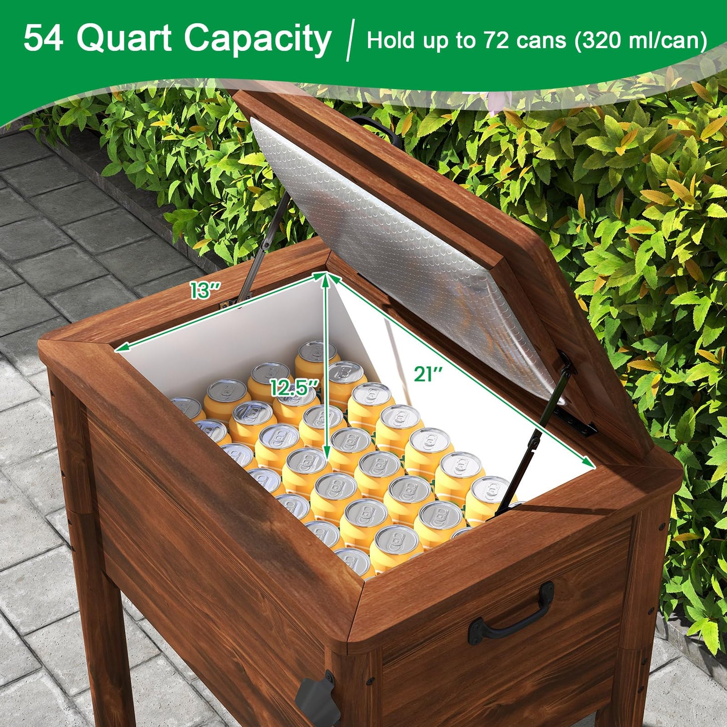 Tangkula Wooden Patio Cooler 54 Quart