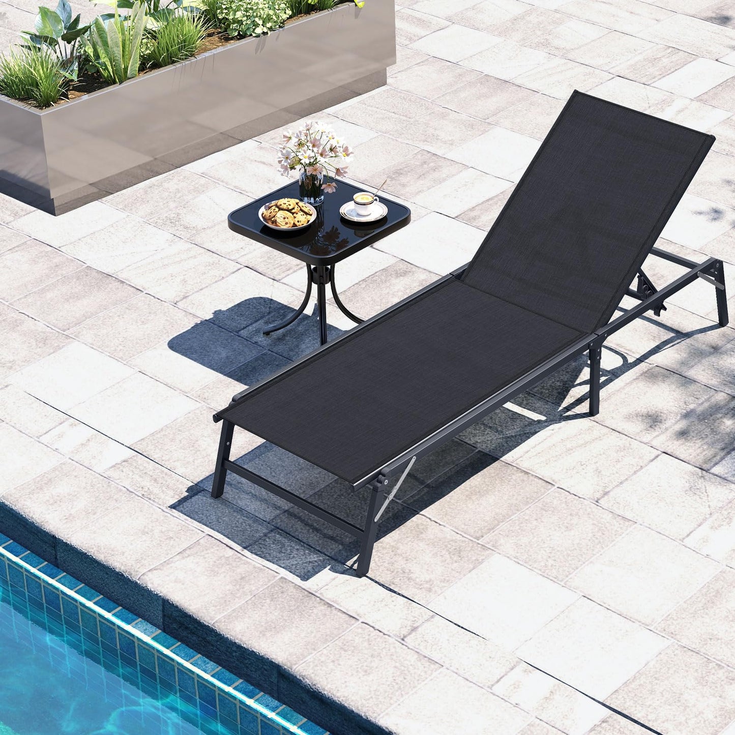 Tangkula Lot de 2 chaises longues d'extérieur Tangkula pour terrasse