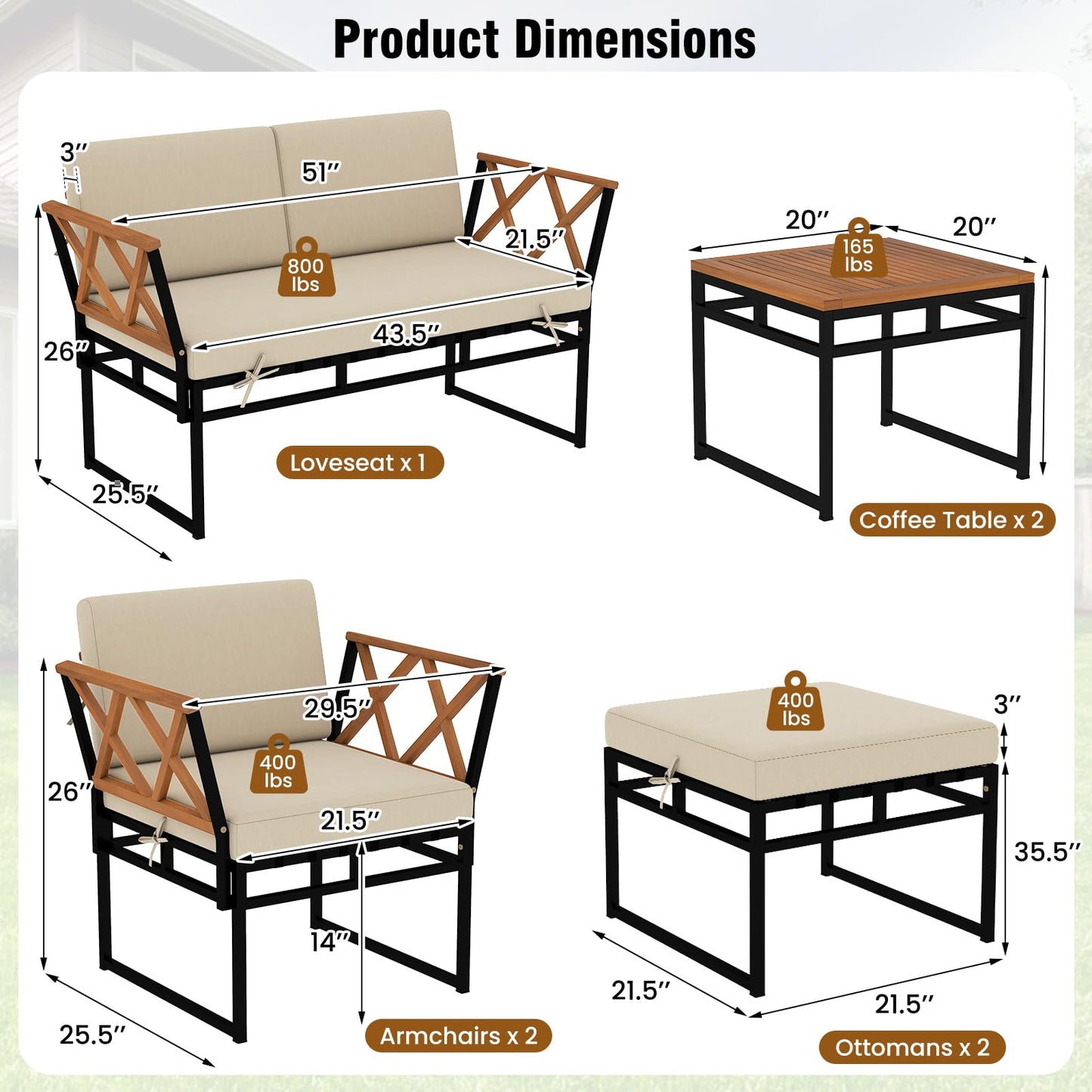 Tangkula 7 Piece Outdoor Furniture Set