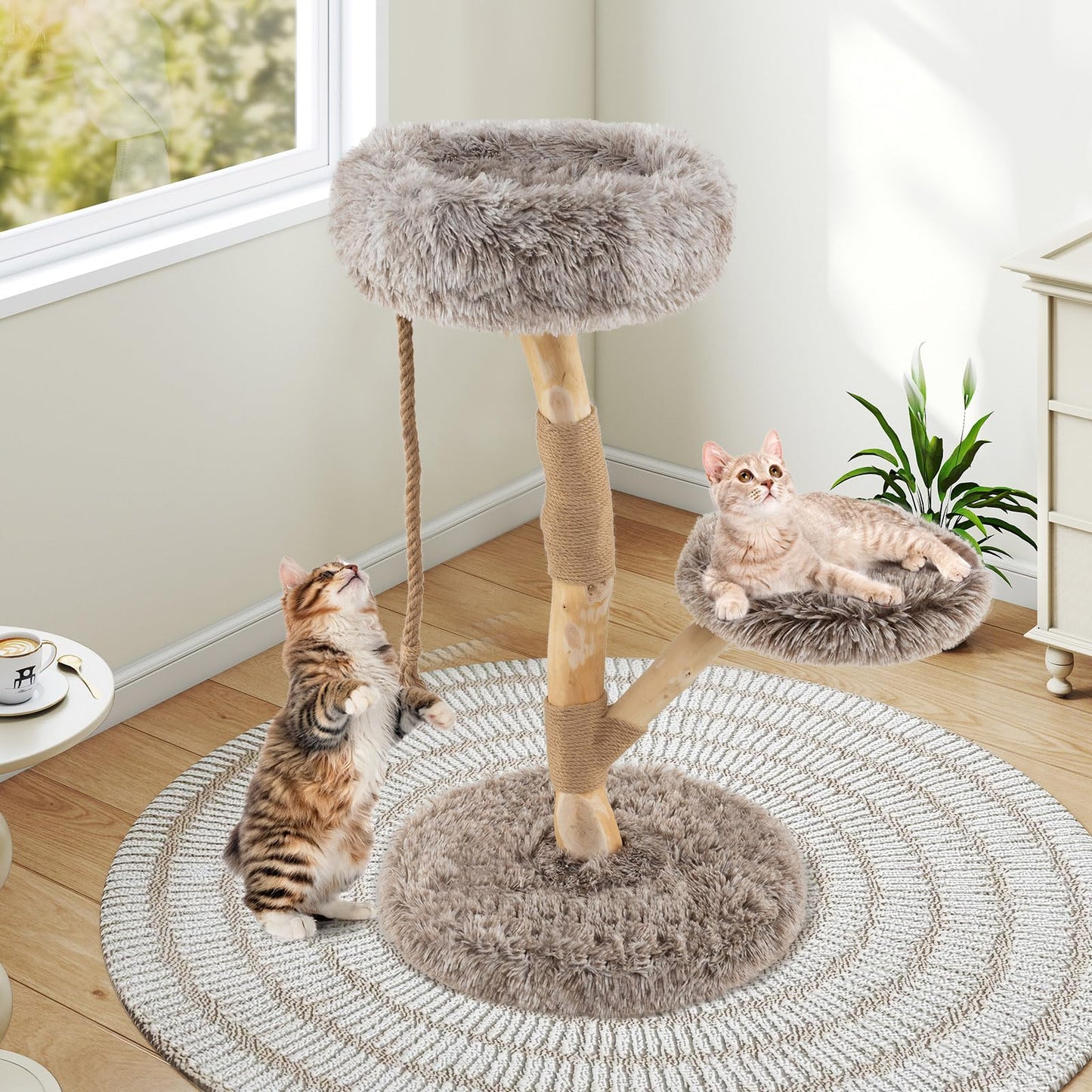 Arbre à chat moderne Tangkula avec poteau à griffer pour chatons d'intérieur