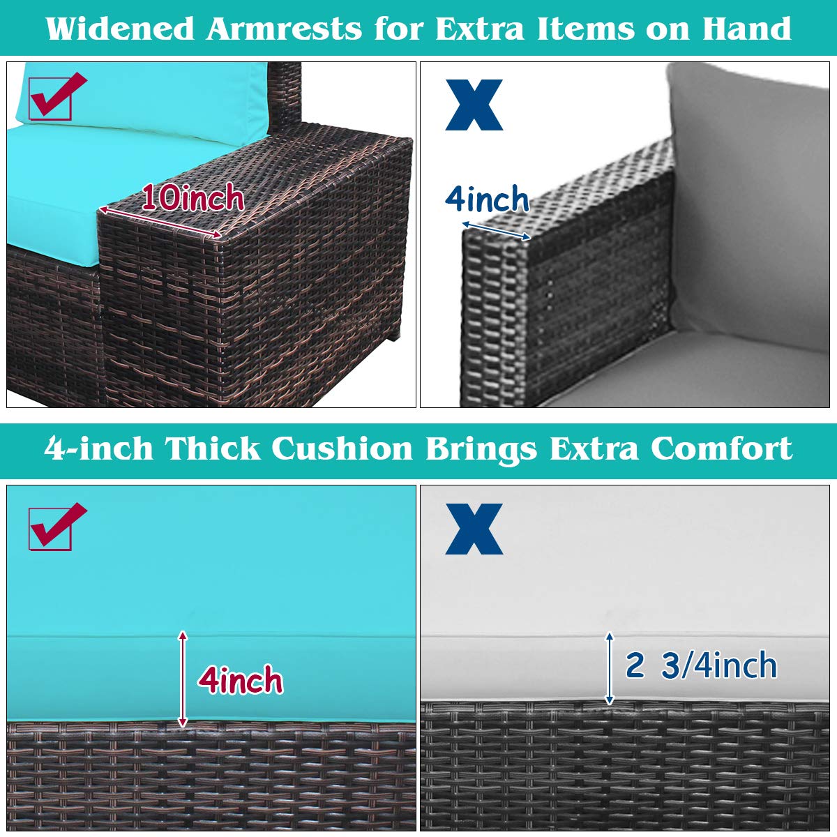Tangkula 6 Piece Wicker Patio Furniture Set for Backyard