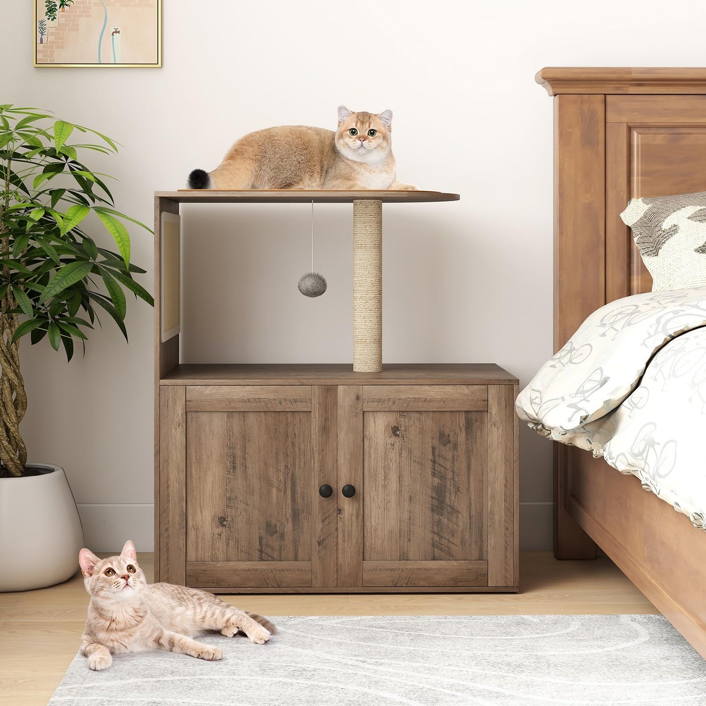 Tangkula Cat Tree with Litter Box Enclosure