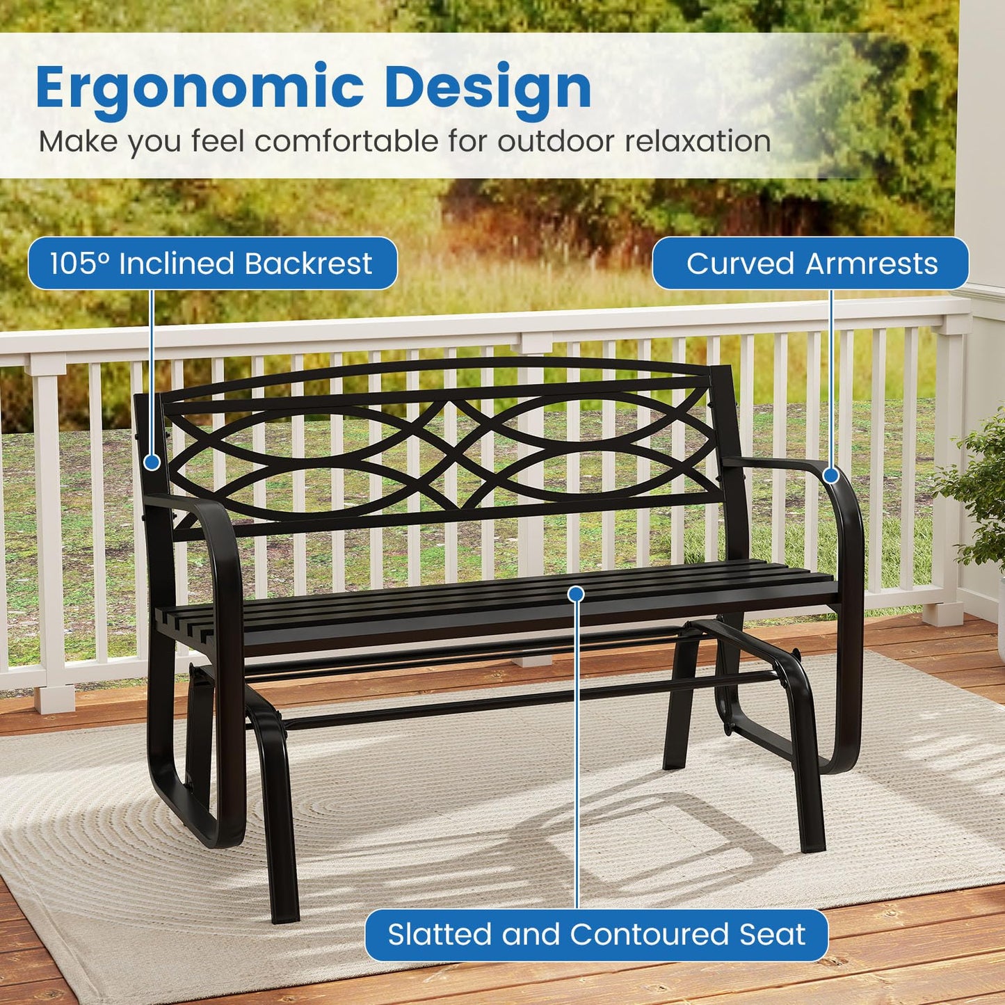 Tangkula 2-Person Outdoor Glider Bench