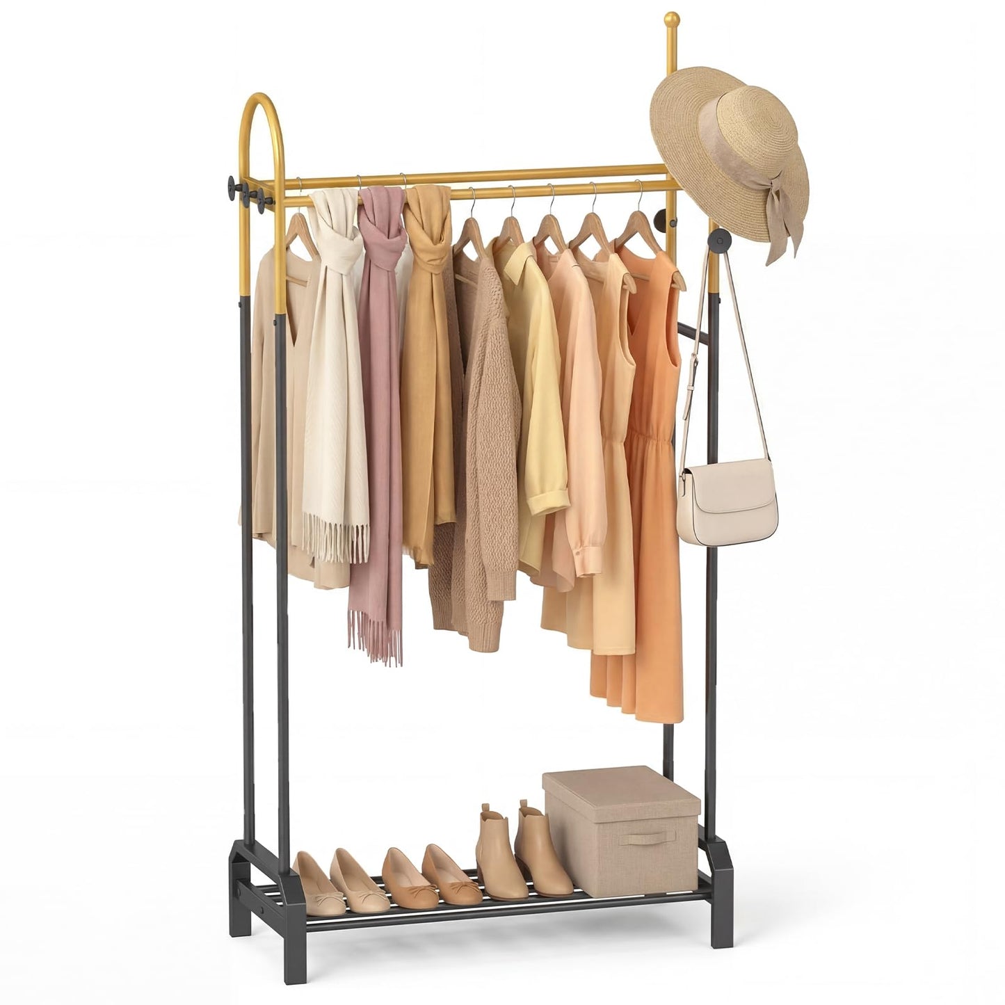 Tangkula Heavy Duty Clothes Rack with Double Hanging Rods