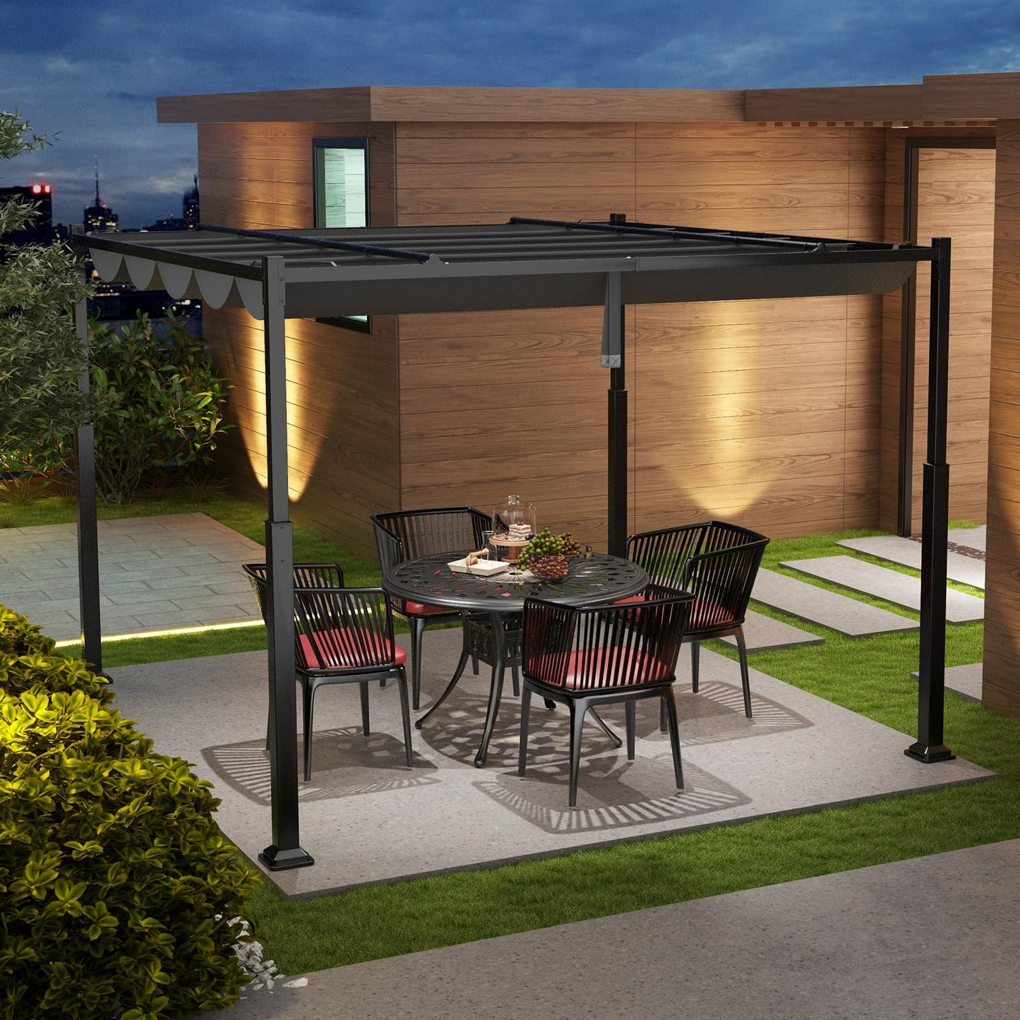 Tangkula 10x10Ft Pergola, Patio Pergola with Retractable Sun Shade Canopy