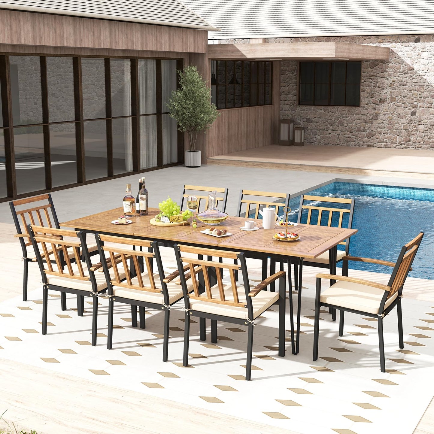 Chaise de Salle à Manger Tangkula pour Patio, Lot de 2 ou 4 Chaises d'Extérieur en Métal