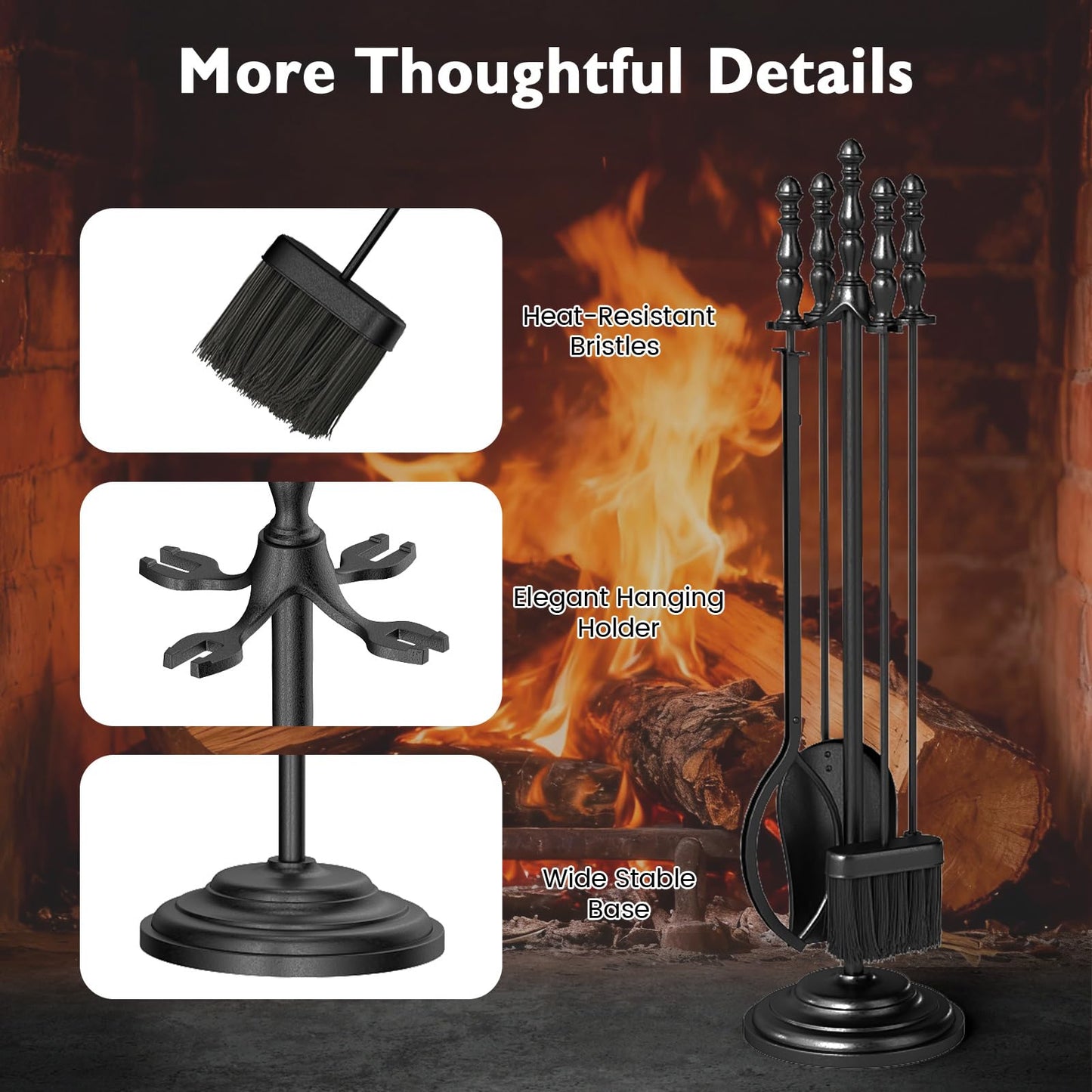 Tangkula 5 Pieces Fireplace Tool Set