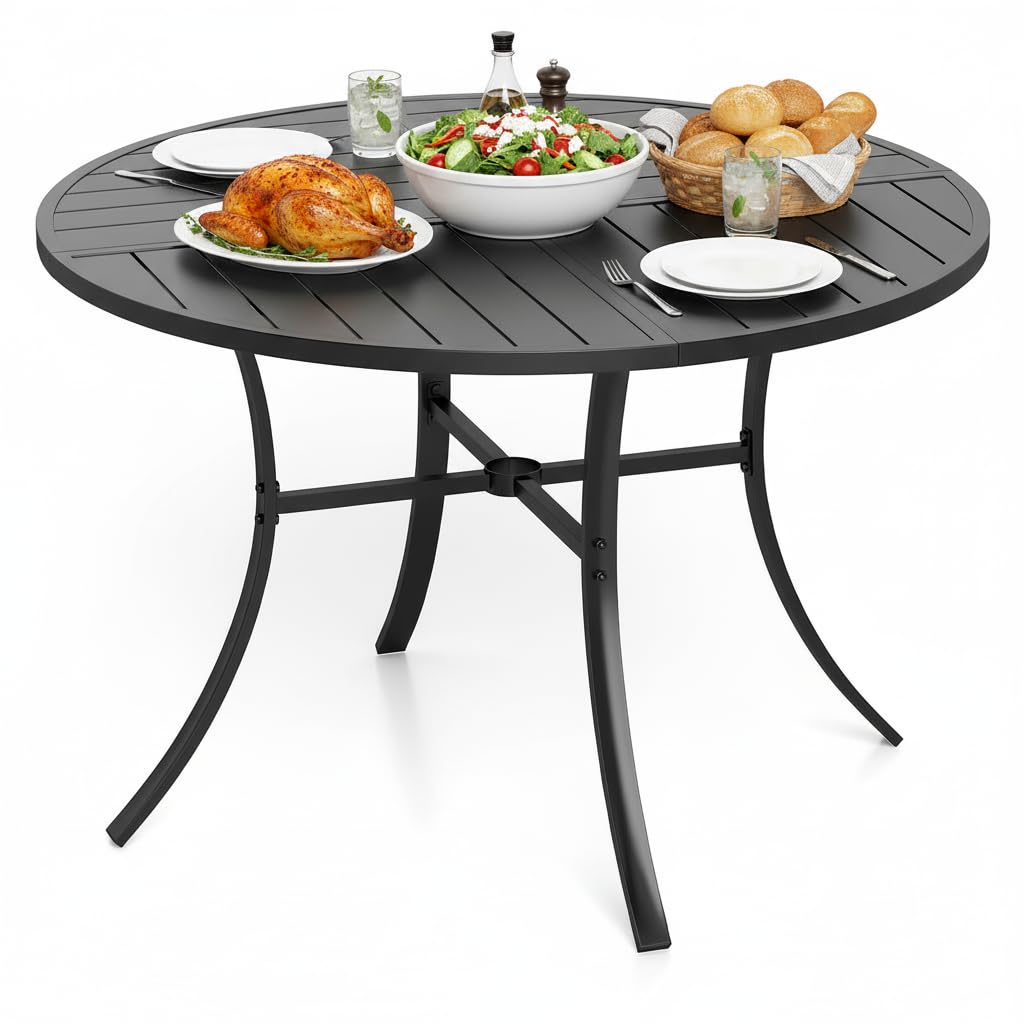 Tangkula 42.5" Round Metal Patio Dining Table for 4