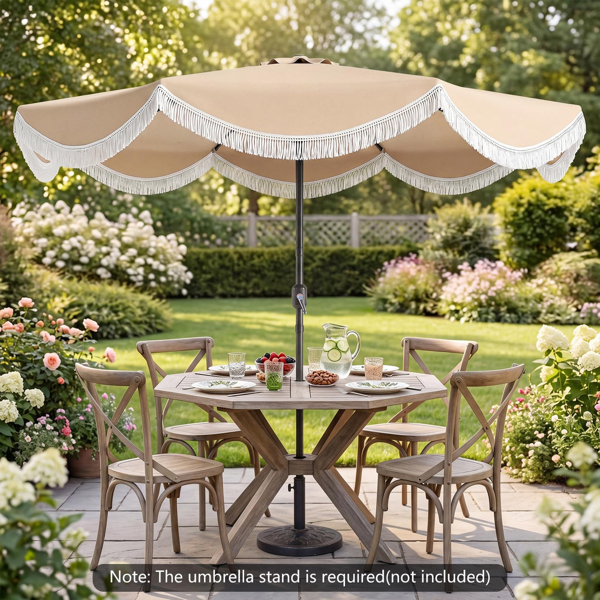 Tangkula 10 FT Patio Umbrella with Fringe