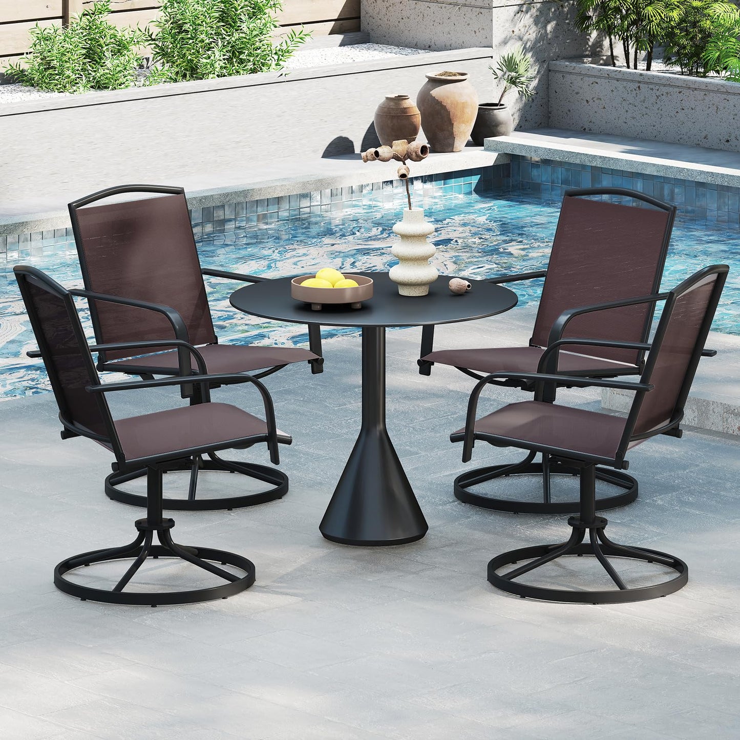 Tangkula Outdoor Swivel Chairs Set with High Back