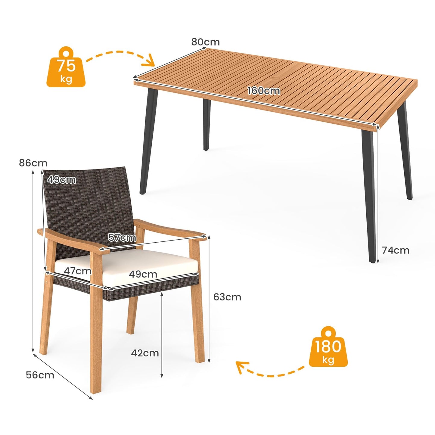 Tangkula 7 Pieces Patio Dining Table Set